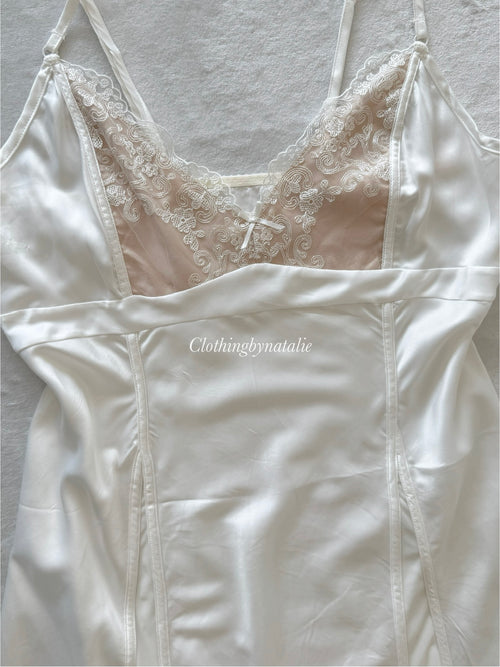 White Satin Slip Dress Size S