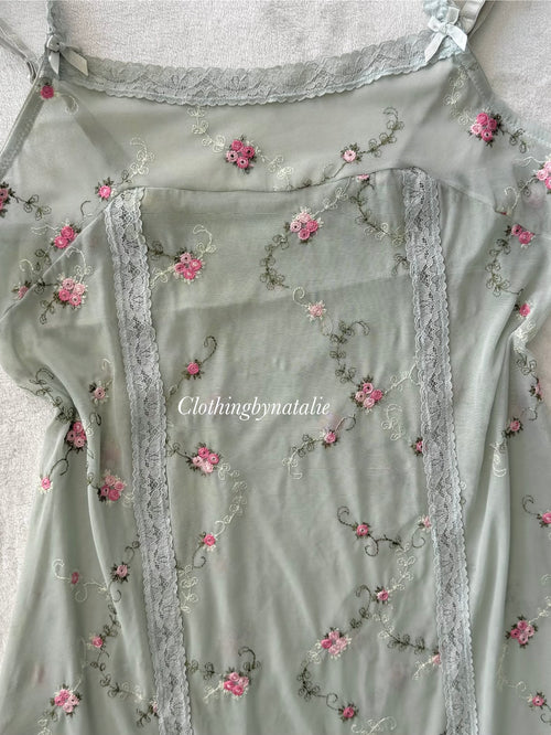 Embroidery Green Mesh Slip size S