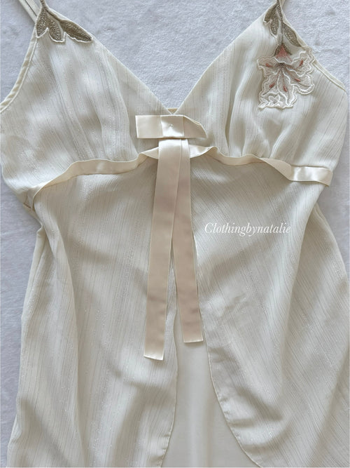 Cream Glitter Chiffon Babydoll Size S