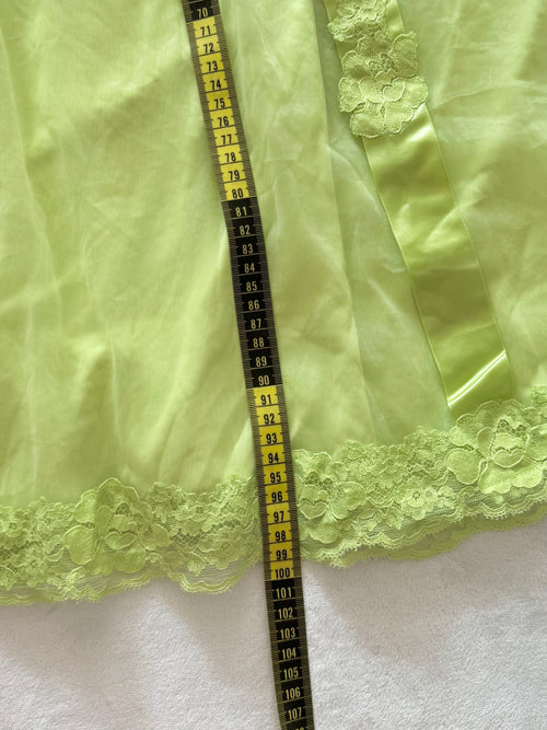 Vintage Green Nylon Chiffon Nightgown Size M