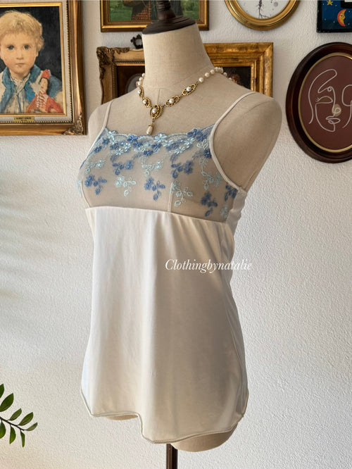 White Nylon Lace Cami Size XS