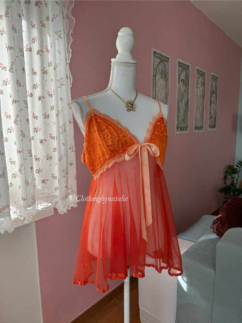 Secret Treasure Orange Chiffon Babydoll (XL)