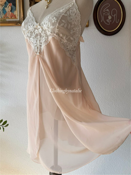 Orange Chiffon Sheer Slip Size S