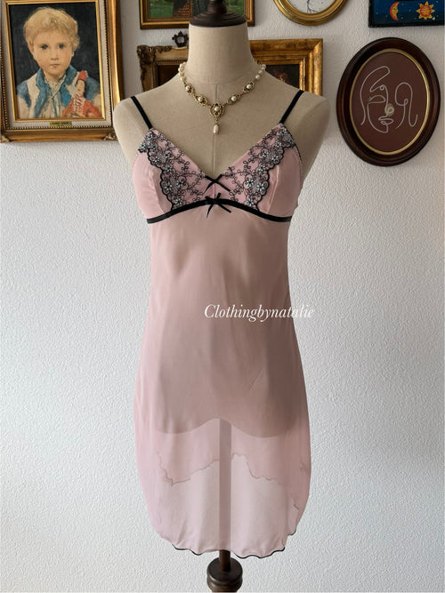 Romantic Pink Sheer Chiffon Slip Size XS