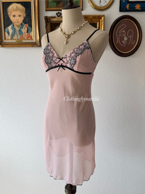 Romantic Pink Sheer Chiffon Slip Size XS