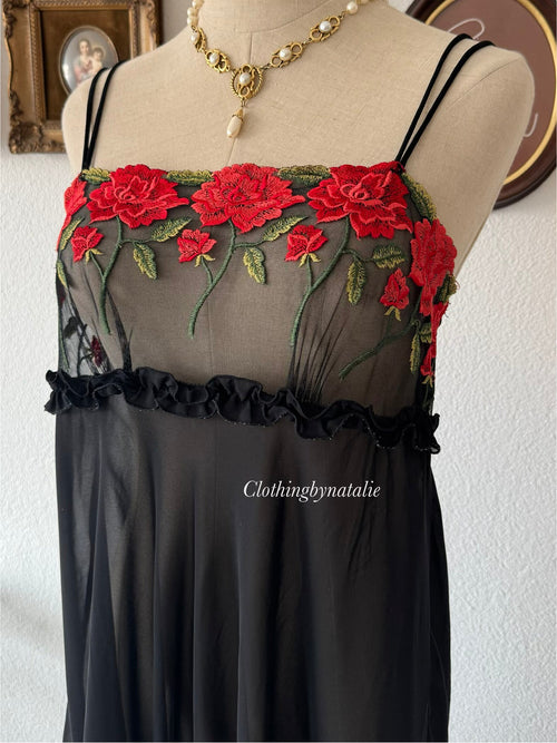 Black Sheer Chiffon Nightgown Size M