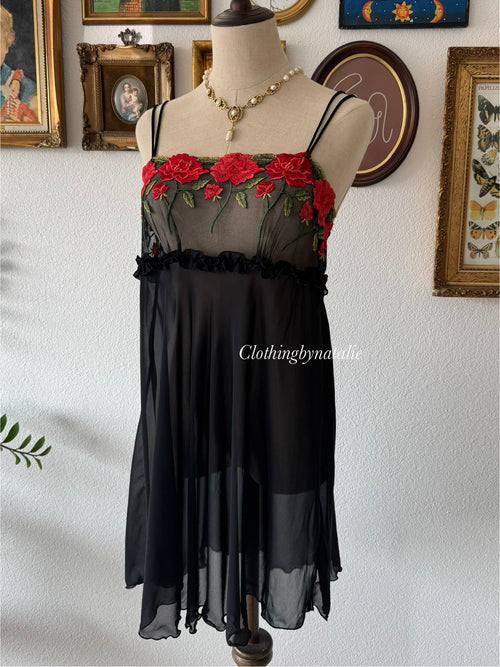 Black Sheer Chiffon Nightgown Size M