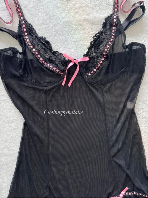 Sexy Black Mesh Mini Dress Size S