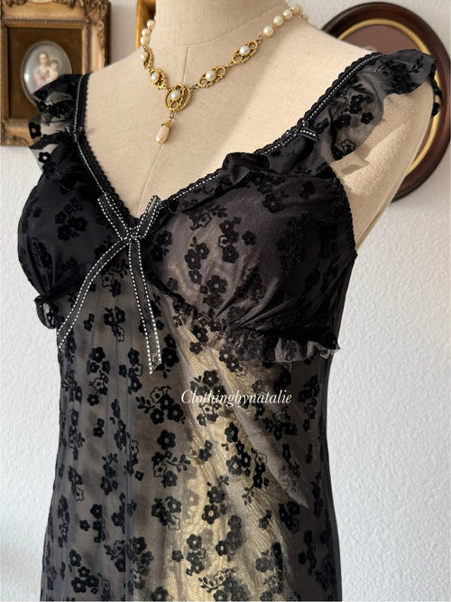 Black Burnt Velvet Slip Dress size S