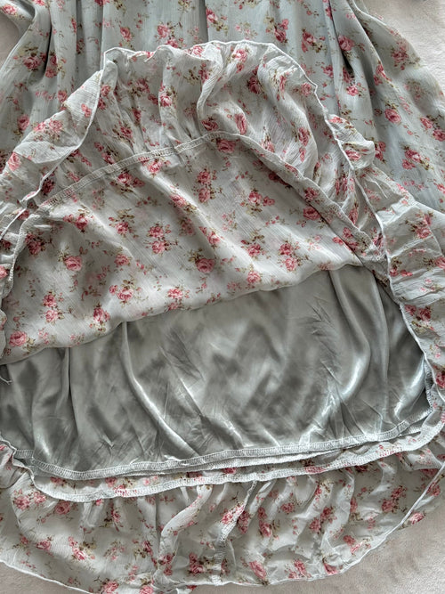 Blue Floral Chiffon Babydoll Size M