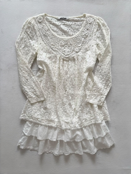 Y2K White Lace Babydoll Dress size S