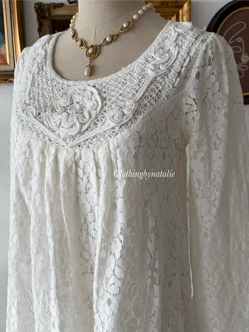 Y2K White Lace Babydoll Dress size S