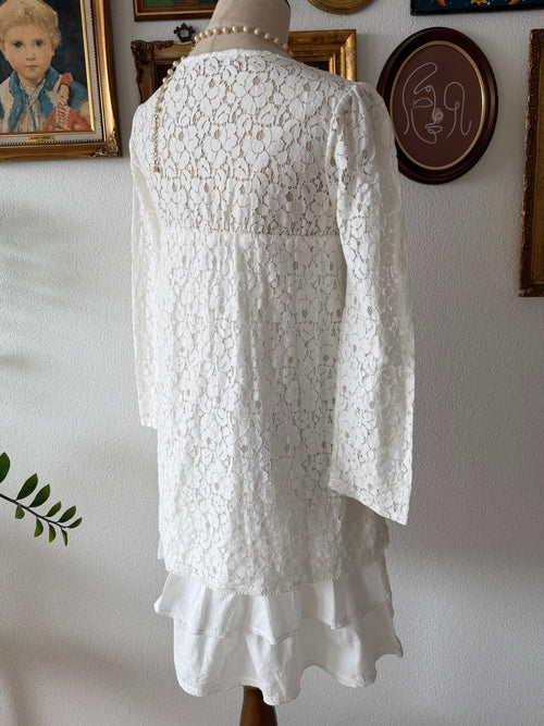 Y2K White Lace Babydoll Dress size S