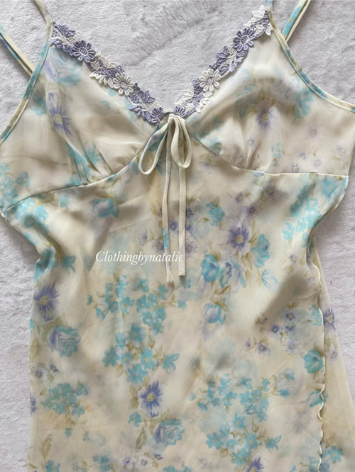 Romantic Blue Chiffon Nightgown Size M
