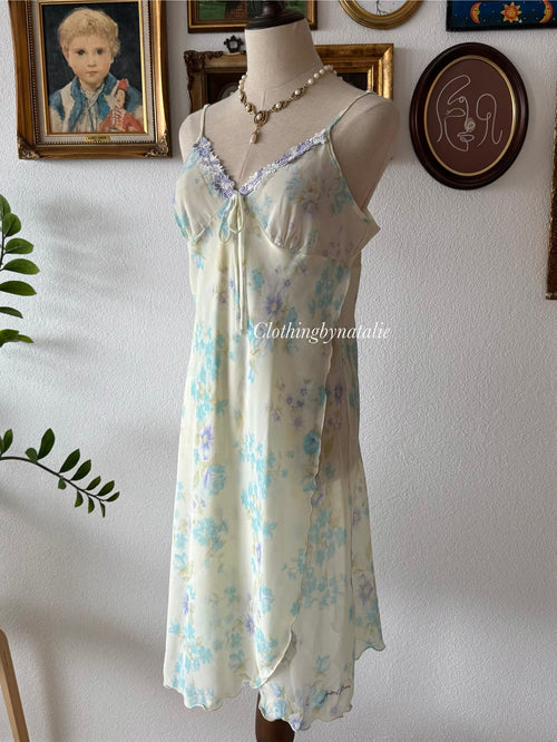 Romantic Blue Chiffon Nightgown Size M
