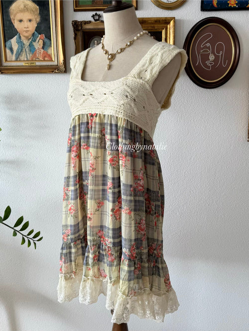 Boho Knit Chiffon Babydoll Size S/M