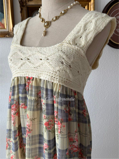 Boho Knit Chiffon Babydoll Size S/M