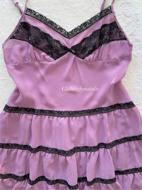 Black Purple Chiffon Babydoll Size M