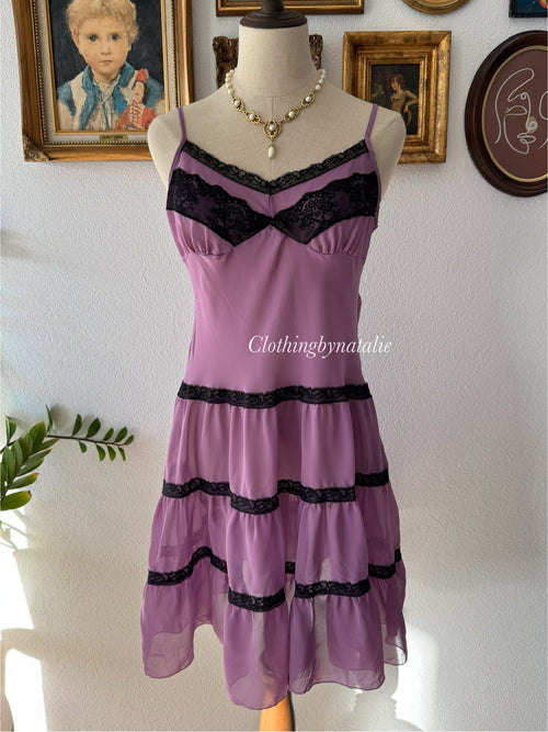 Black Purple Chiffon Babydoll Size M