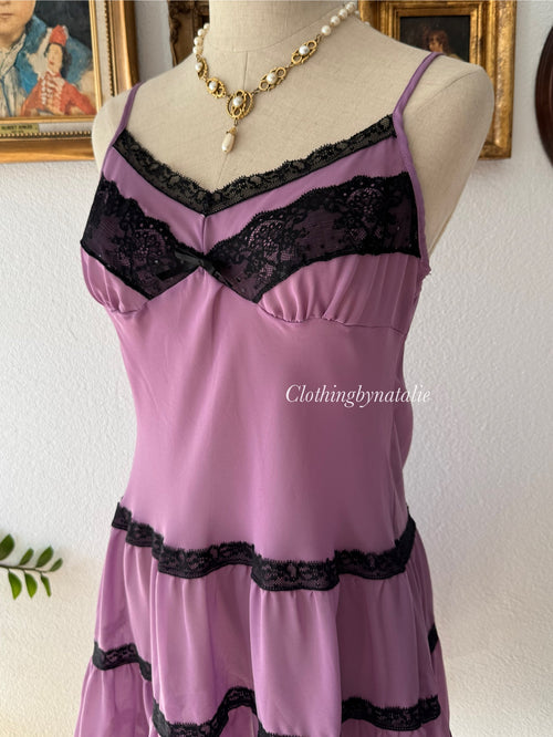 Black Purple Chiffon Babydoll Size M