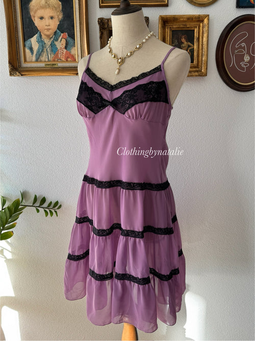 Black Purple Chiffon Babydoll Size M