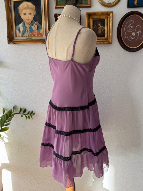 Black Purple Chiffon Babydoll Size M