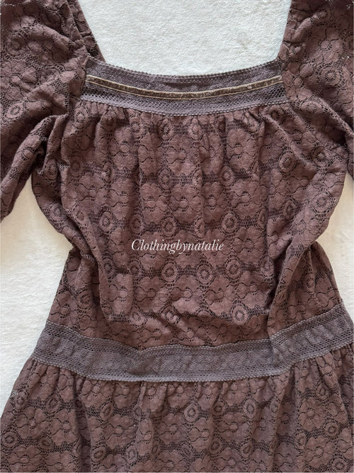 Y2K Brown Lace Babydoll Size M
