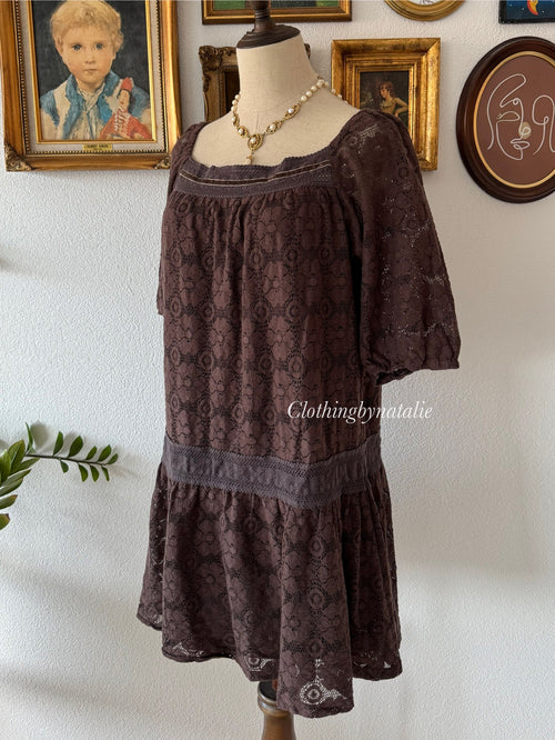 Y2K Brown Lace Babydoll Size M