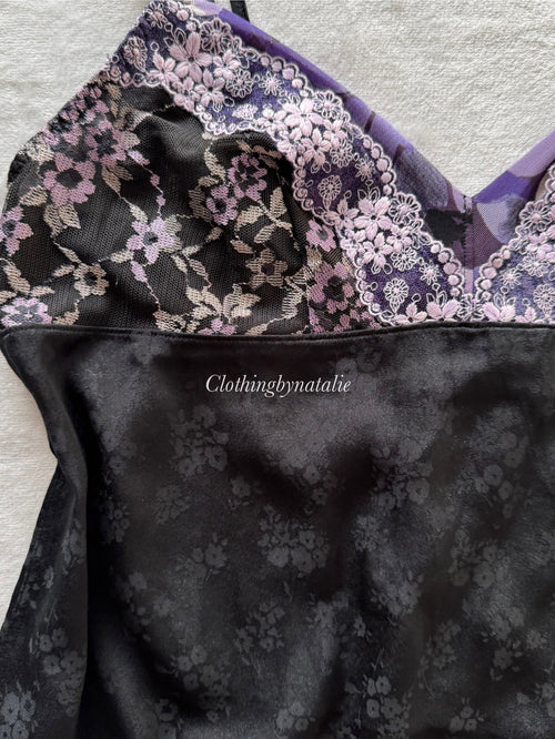 Brocade Black Satin Cami Size S