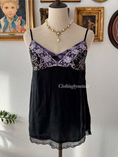 Brocade Black Satin Cami Size S