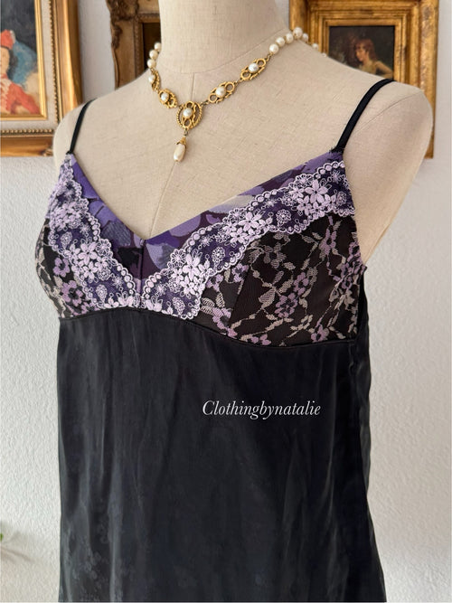 Brocade Black Satin Cami Size S