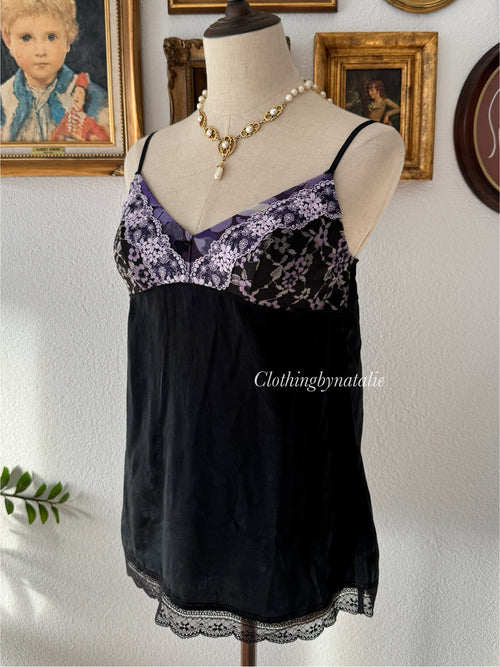 Brocade Black Satin Cami Size S