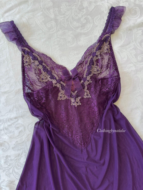 EB Dark Purple Embroidery Mini Dress (XS)