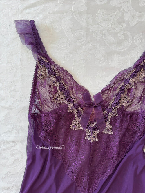 EB Dark Purple Embroidery Mini Dress (XS)