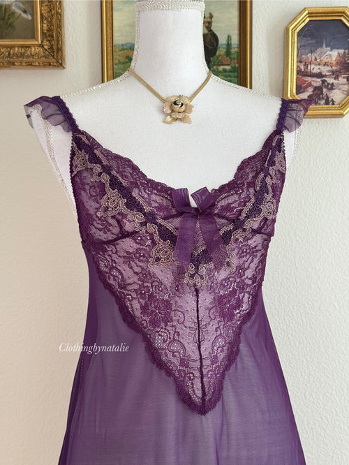 EB Dark Purple Embroidery Mini Dress (XS)