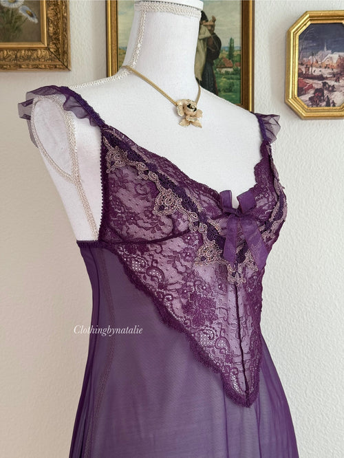 EB Dark Purple Embroidery Mini Dress (XS)