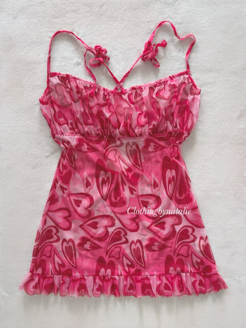 Romantic Heart Mesh Slip Size M