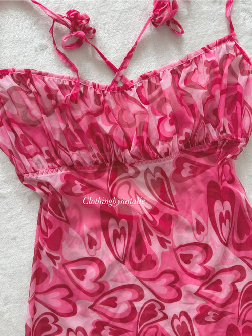 Romantic Heart Mesh Slip Size M