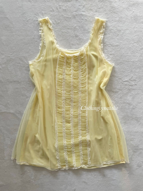 Fairy Yellow Nylon Chiffon Peignoir Set Size S/M