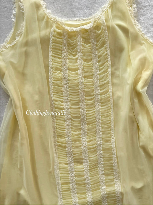 Fairy Yellow Nylon Chiffon Peignoir Set Size S/M