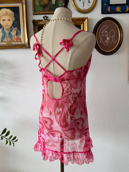 Romantic Heart Mesh Slip Size M