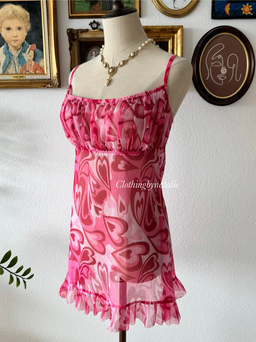 Romantic Heart Mesh Slip Size M