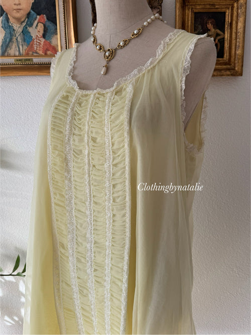 Fairy Yellow Nylon Chiffon Peignoir Set Size S/M