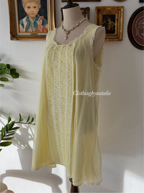 Fairy Yellow Nylon Chiffon Peignoir Set Size S/M