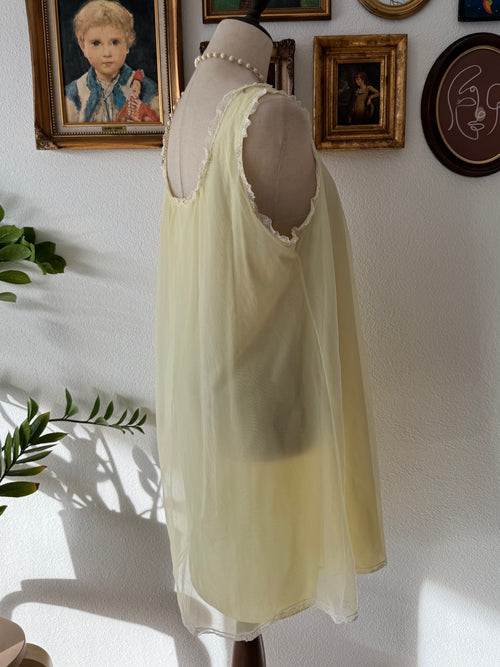 Fairy Yellow Nylon Chiffon Peignoir Set Size S/M