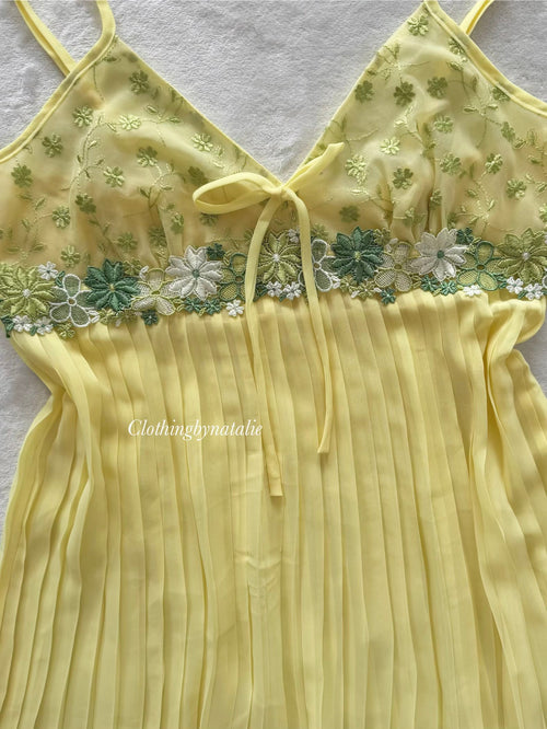 Fairy Pleated Yellow Chiffon Babydoll Size S