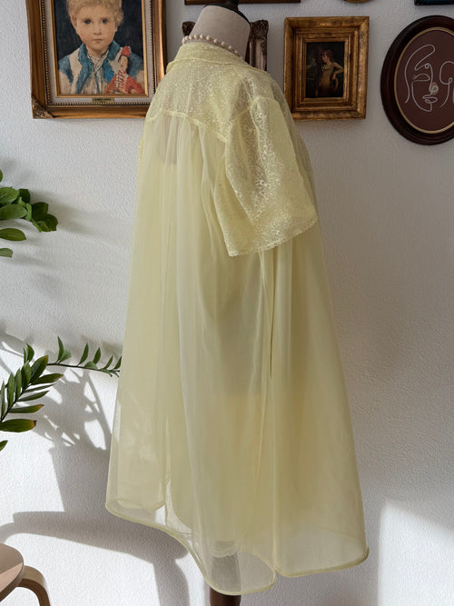 Fairy Yellow Nylon Chiffon Peignoir Set Size S/M