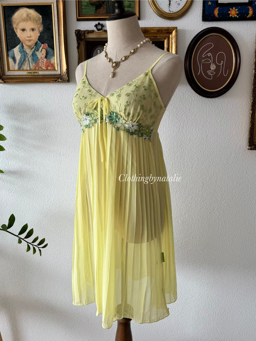 Fairy Pleated Yellow Chiffon Babydoll Size S