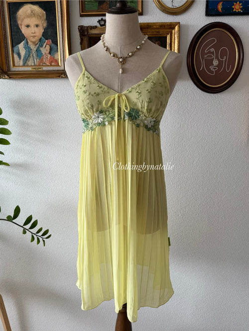 Fairy Pleated Yellow Chiffon Babydoll Size S