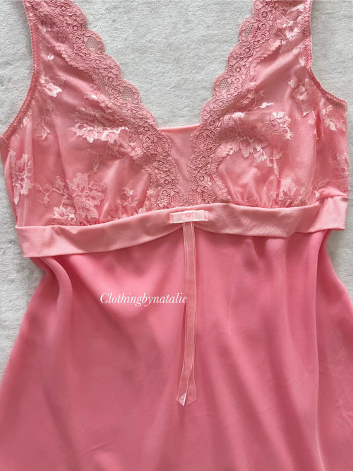 Coquette Pink Chiffon Lace Babydoll Size S/M
